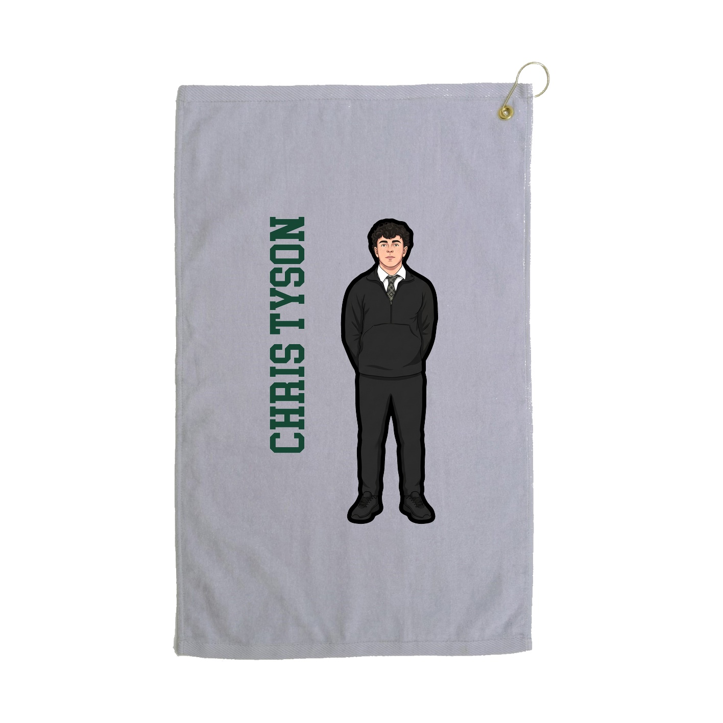 Golf Towel — Name Vertical in Grey