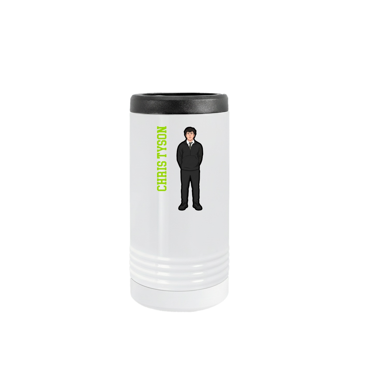 Slim Beverage Holder — Name Vertical in White