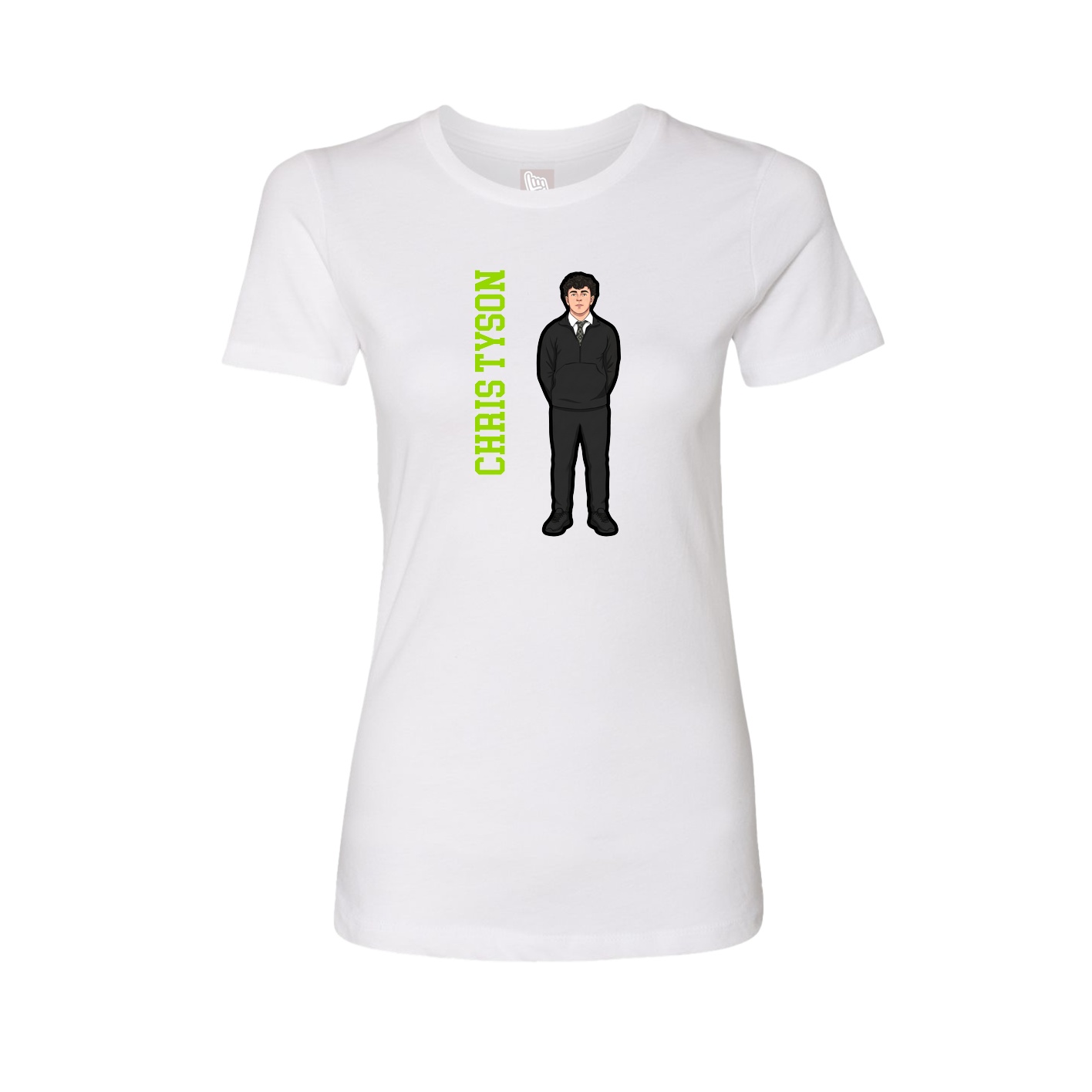 Womens Tee — Name Vertical in White