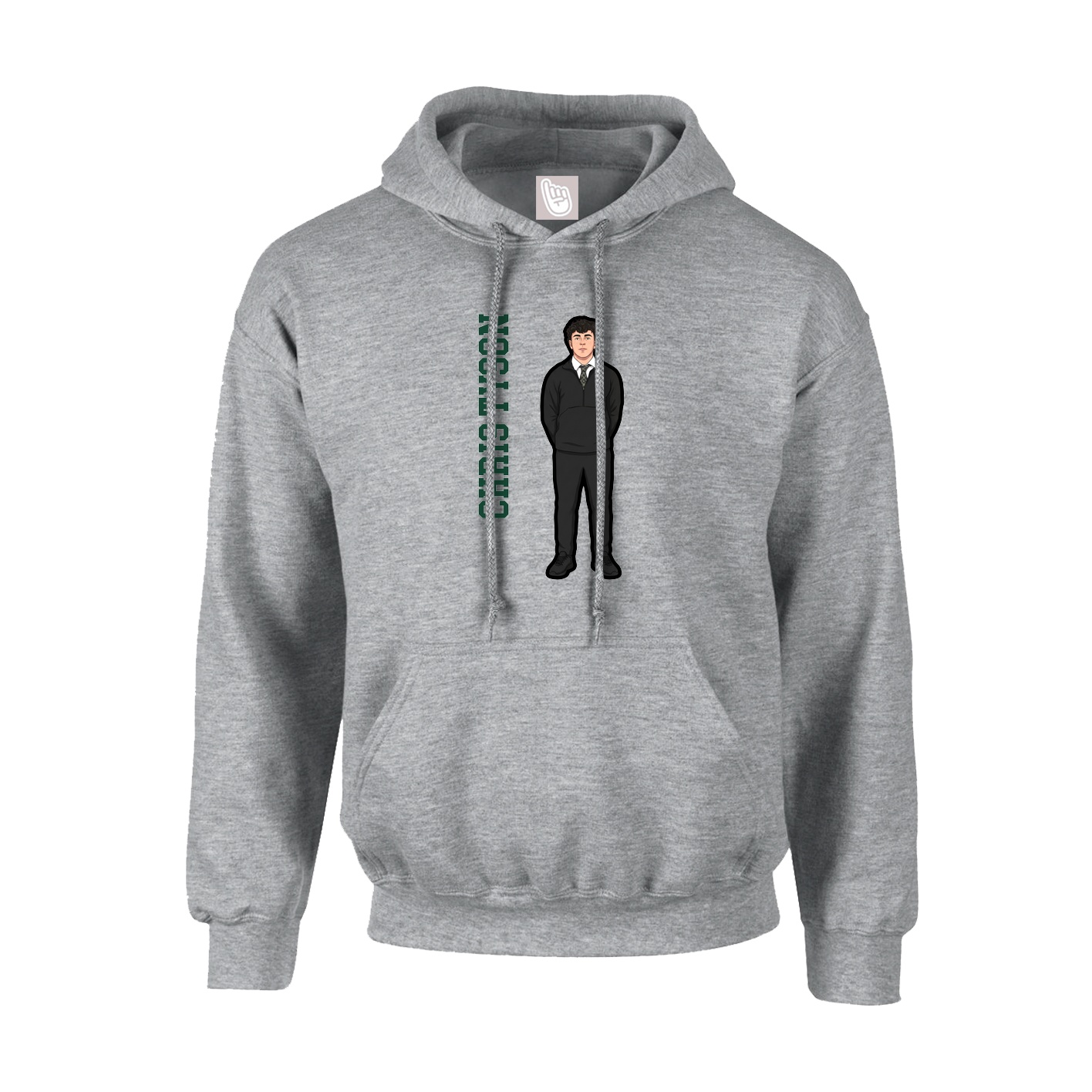 Hoodie — Name Vertical in Grey