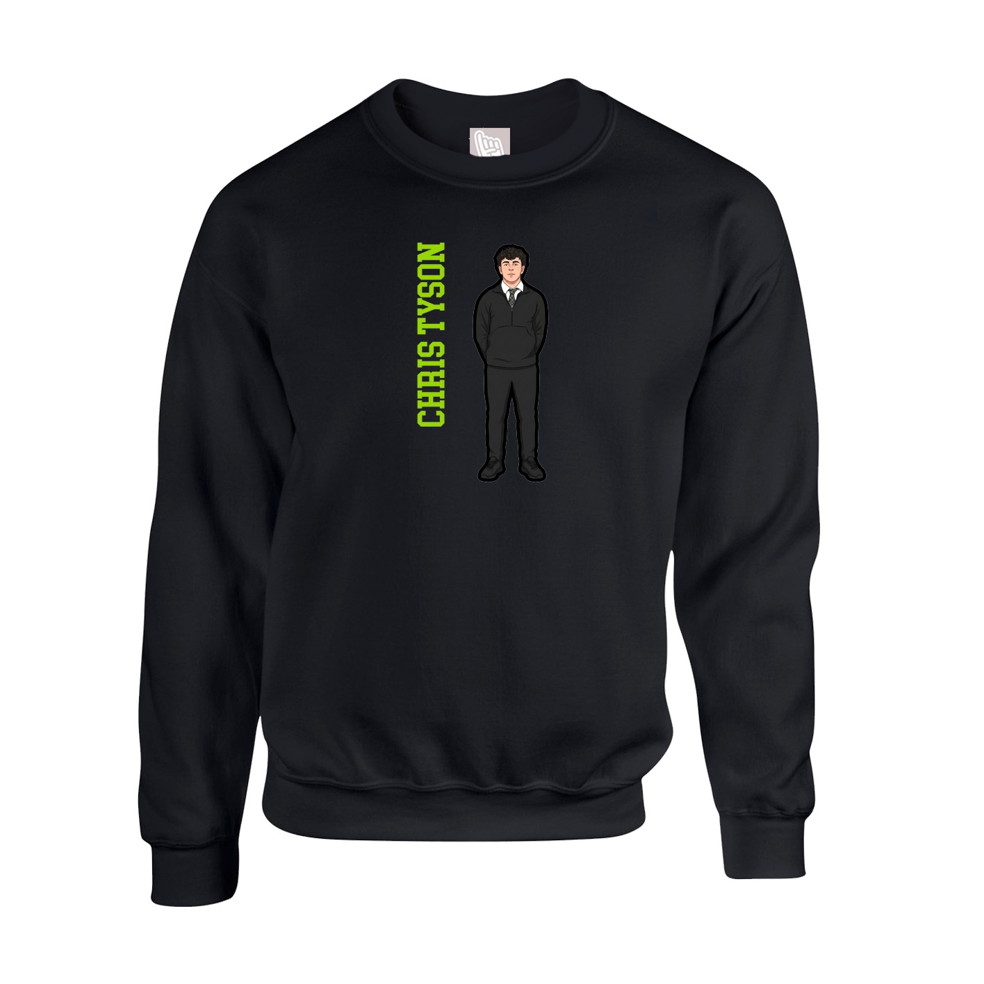 Fleece Crew — Name Vertical in Black