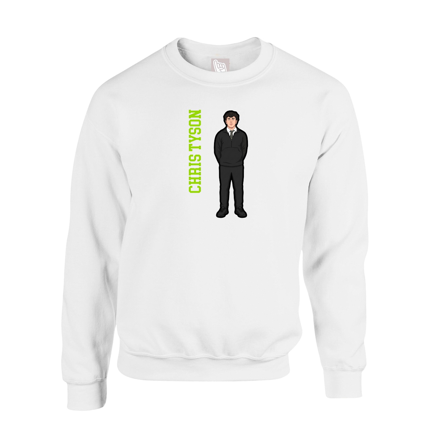 Fleece Crew — Name Vertical in White