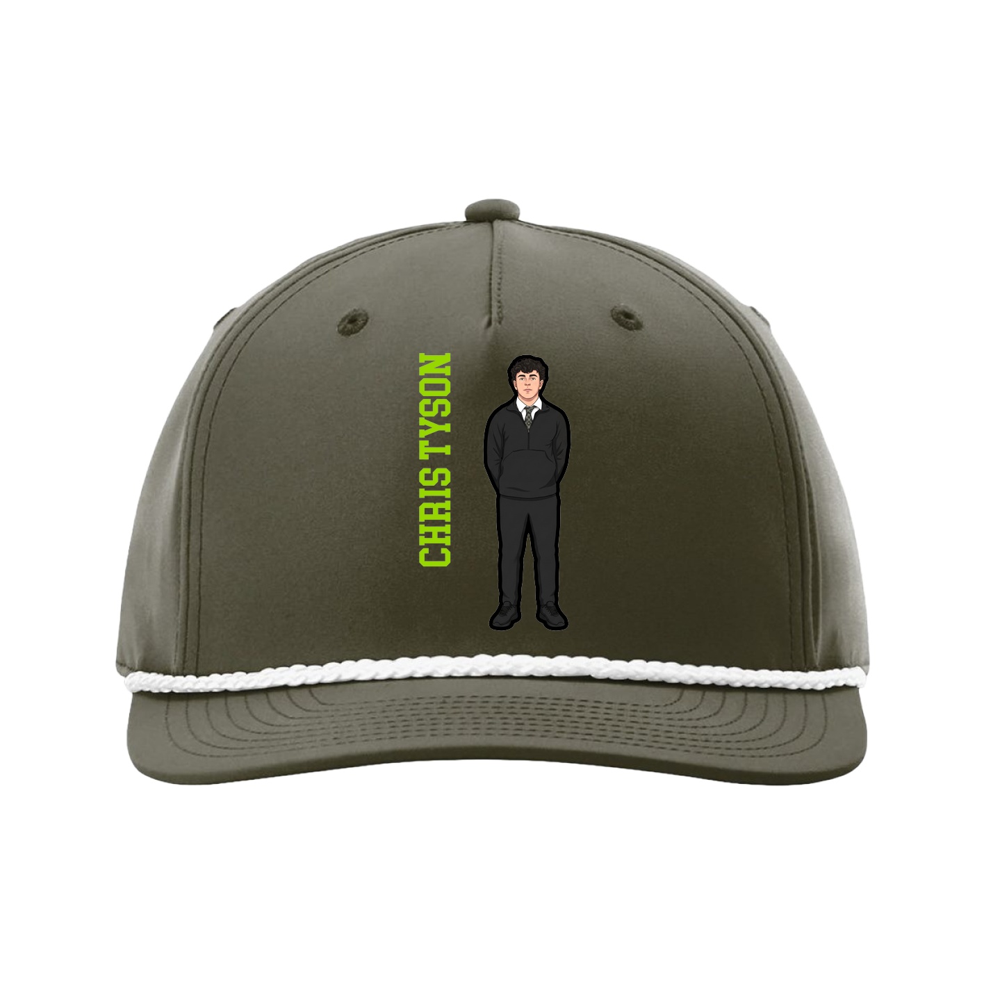 Five-Panel Classic Rope Cap — Name Vertical in Green