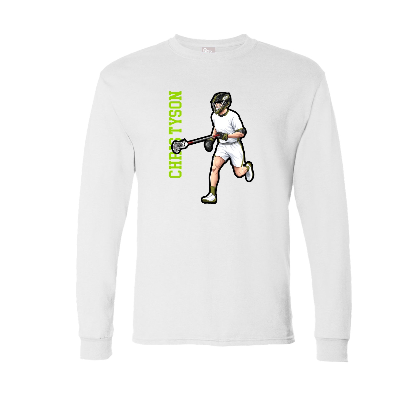 Long Sleeve Tee — Name Vertical in White