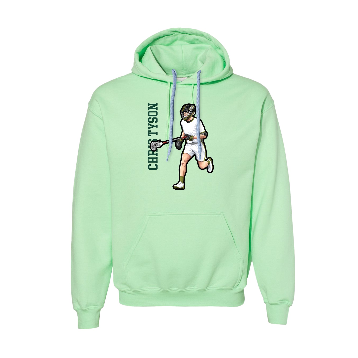Hoodie — Name Vertical in Green