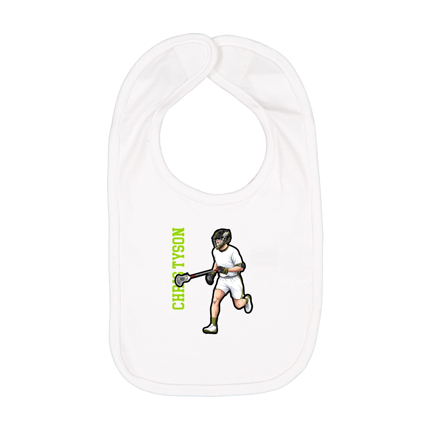 Infant Bib — Name Vertical in White