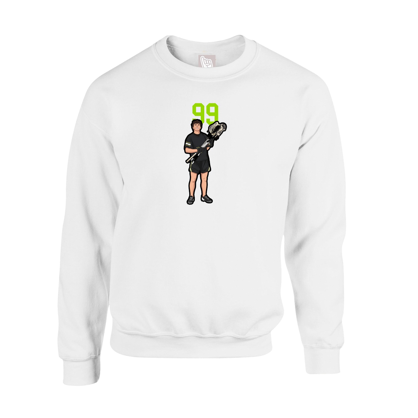 Fleece Crew — Number Top in White