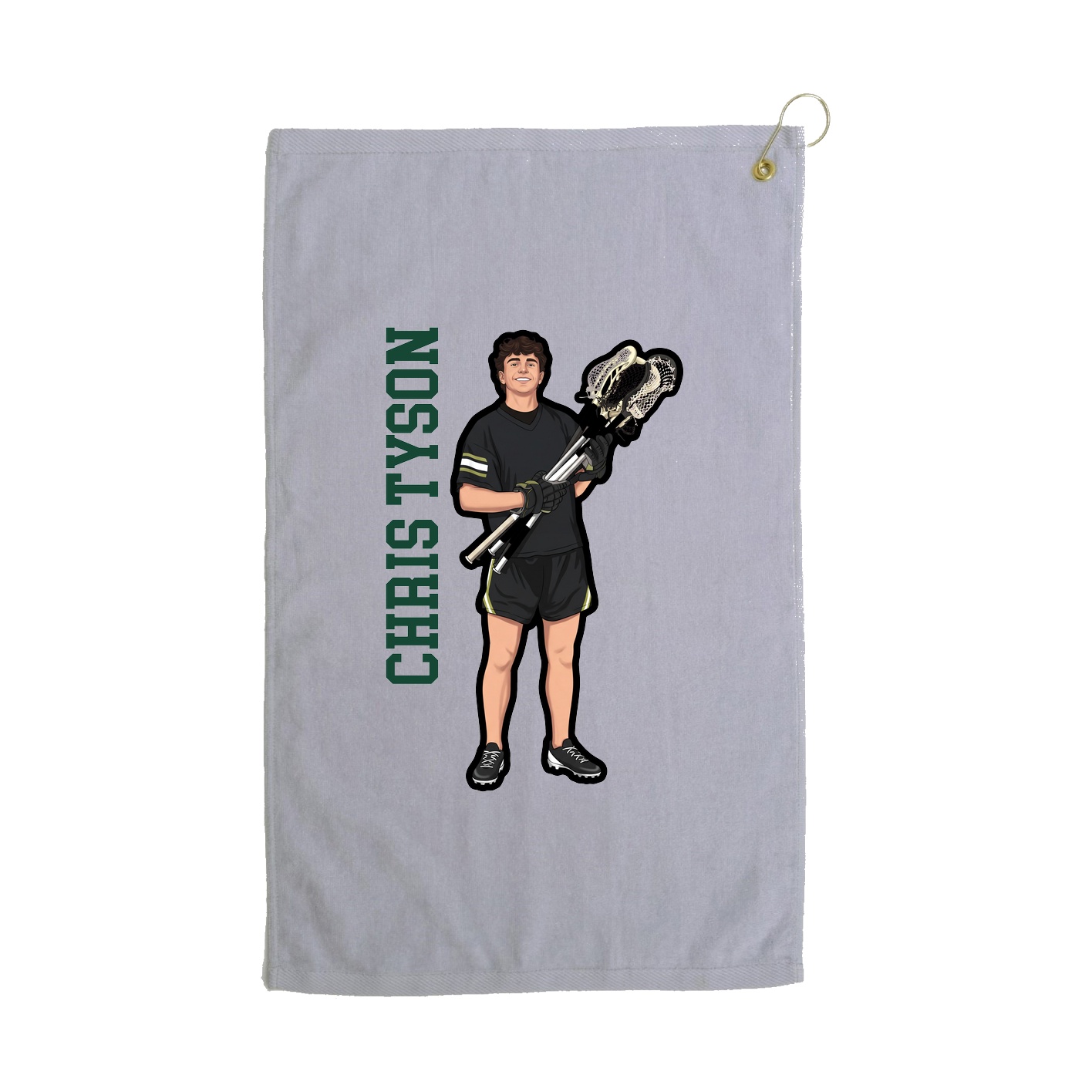 Golf Towel — Name Vertical in Grey