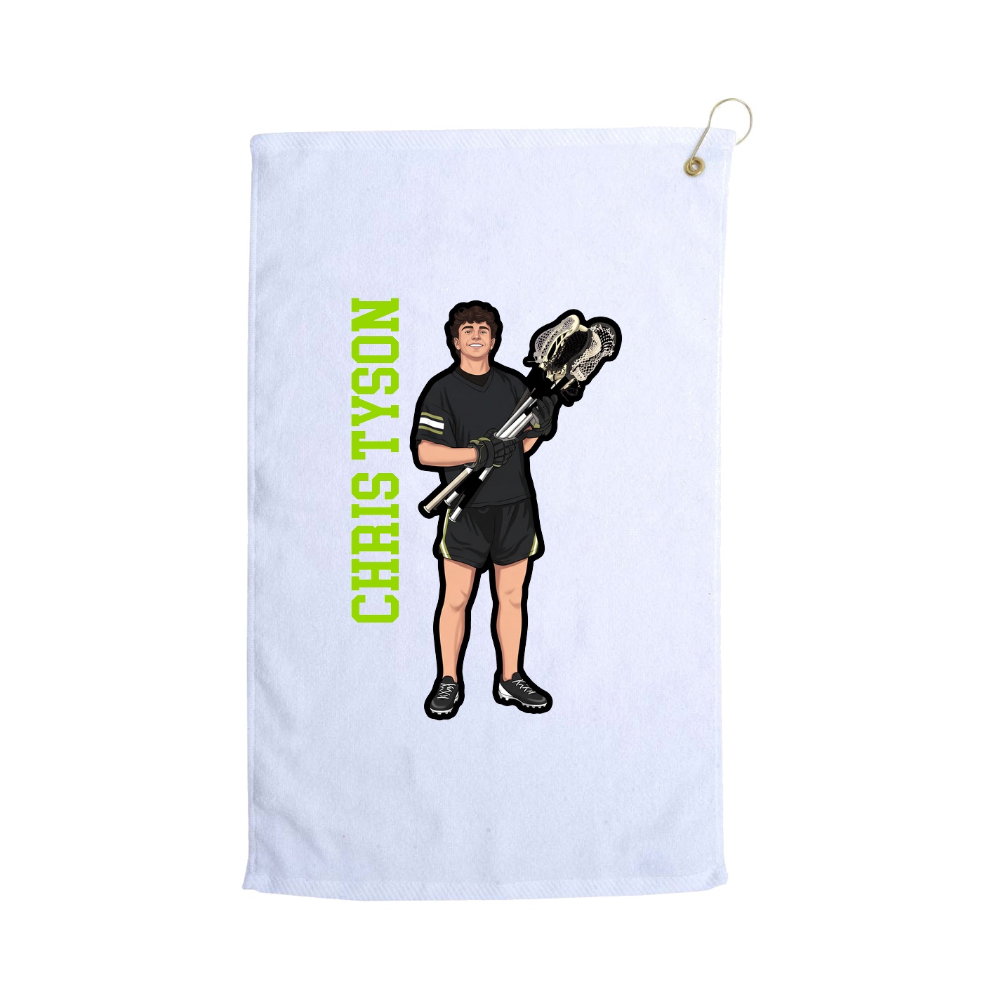 Golf Towel — Name Vertical in White