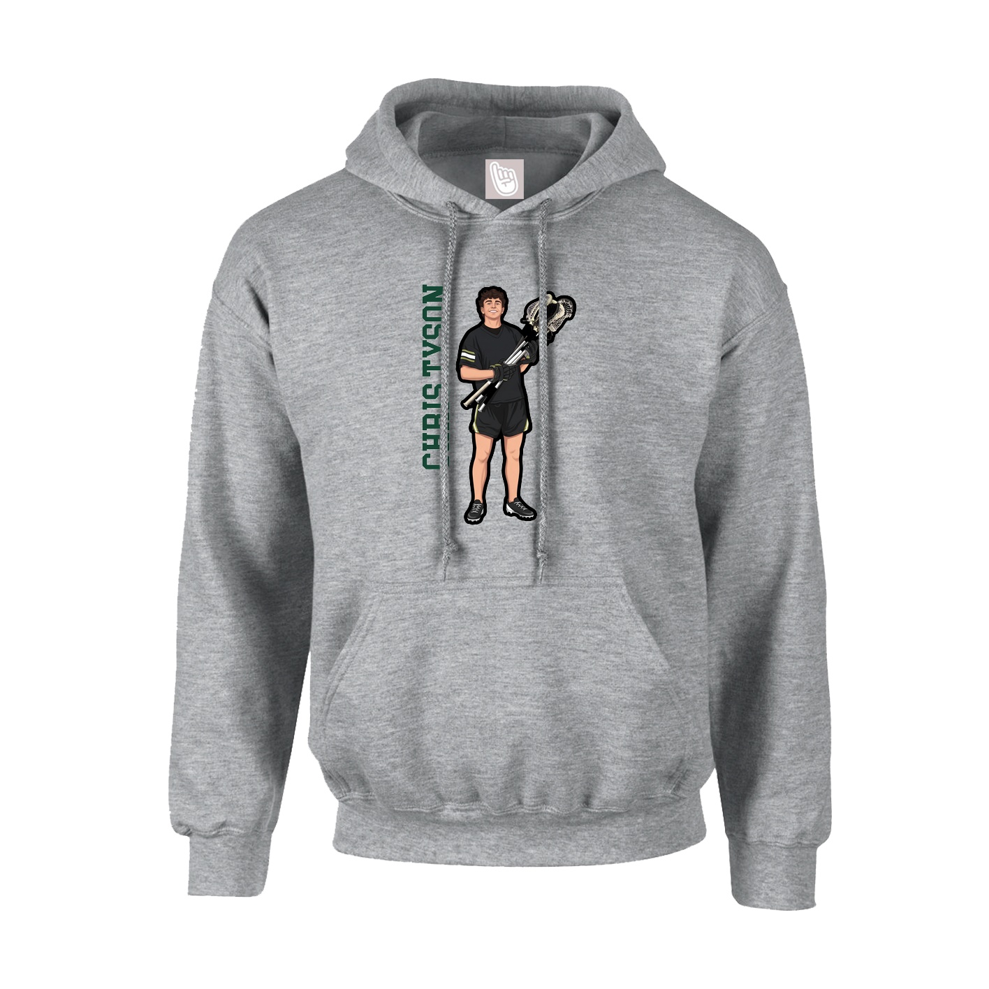 Youth Hoodie — Name Vertical in Grey