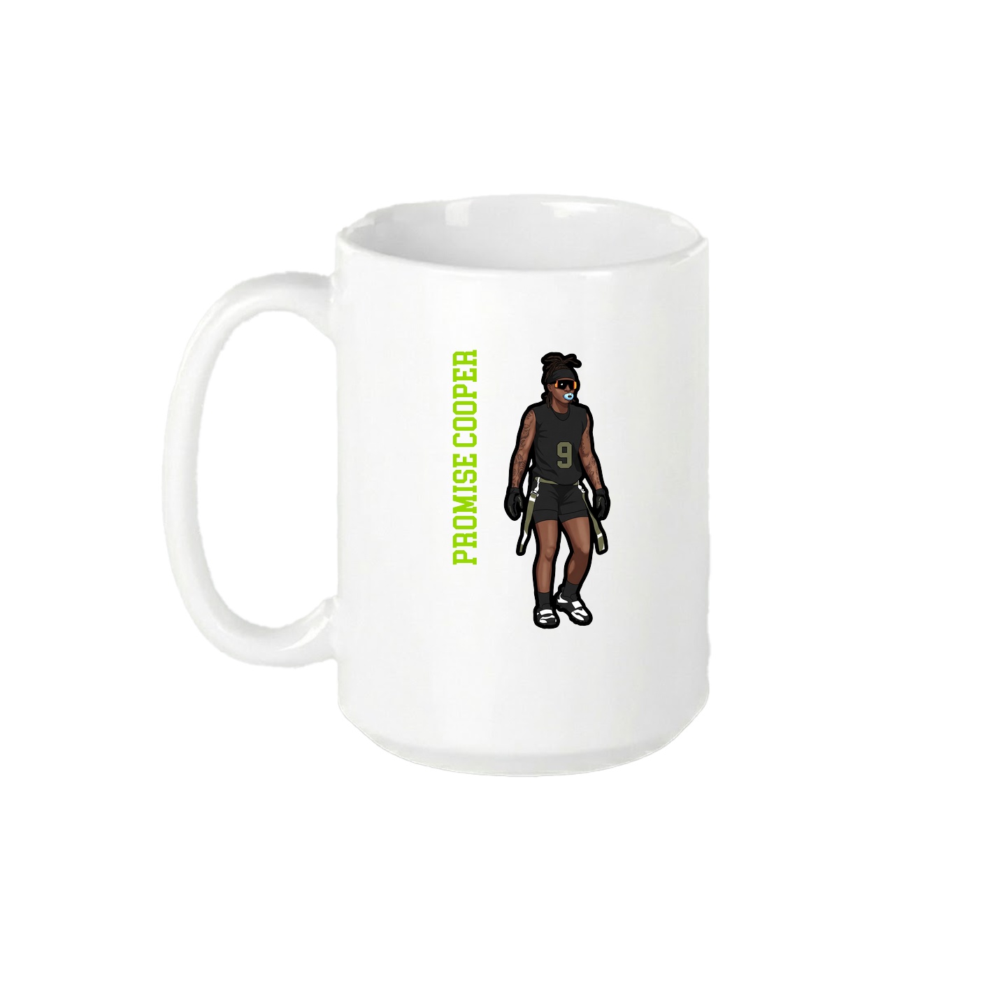 15oz Coffee Mug — Name Vertical in White