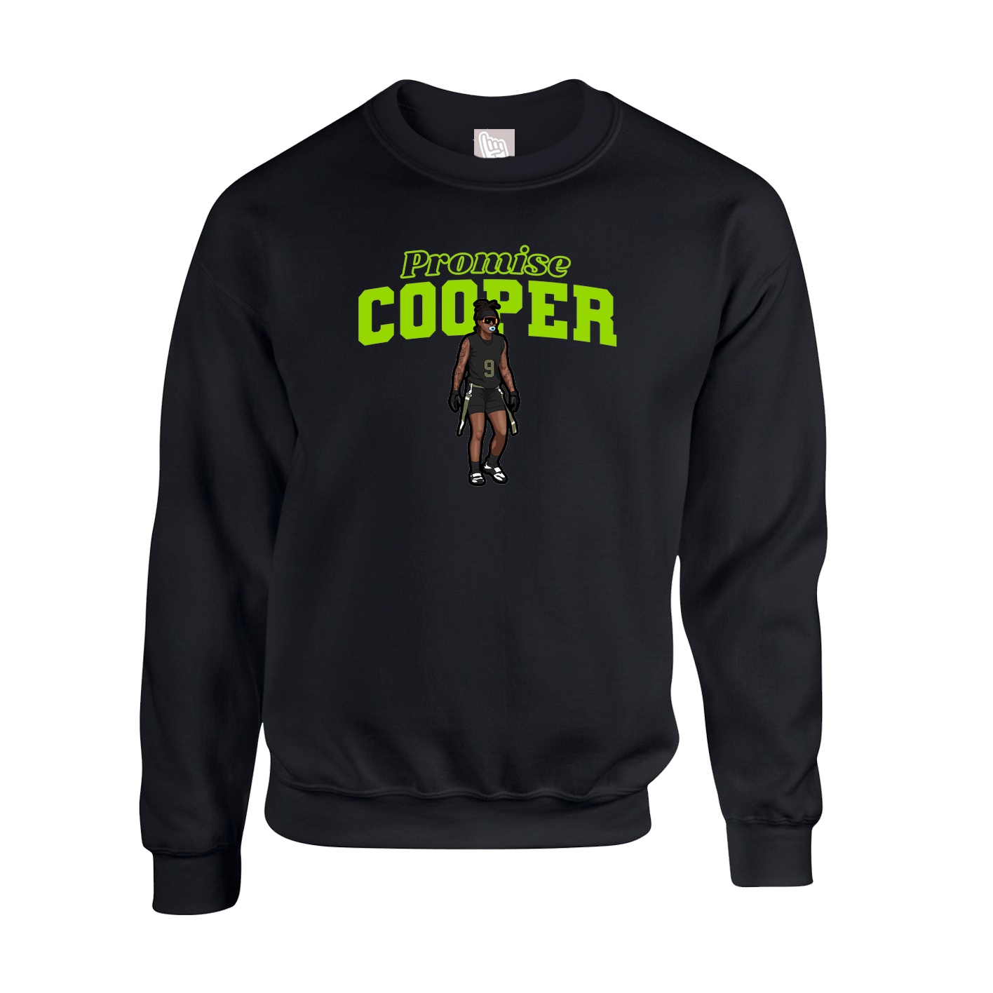 Fleece Crew — Name Arch in Black