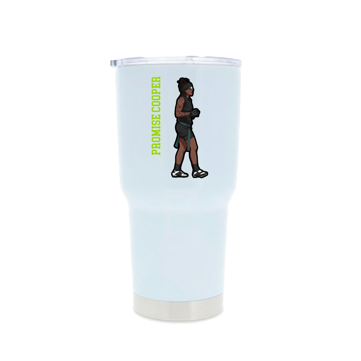 30oz Stainless Steel Tumbler — Name Vertical in White