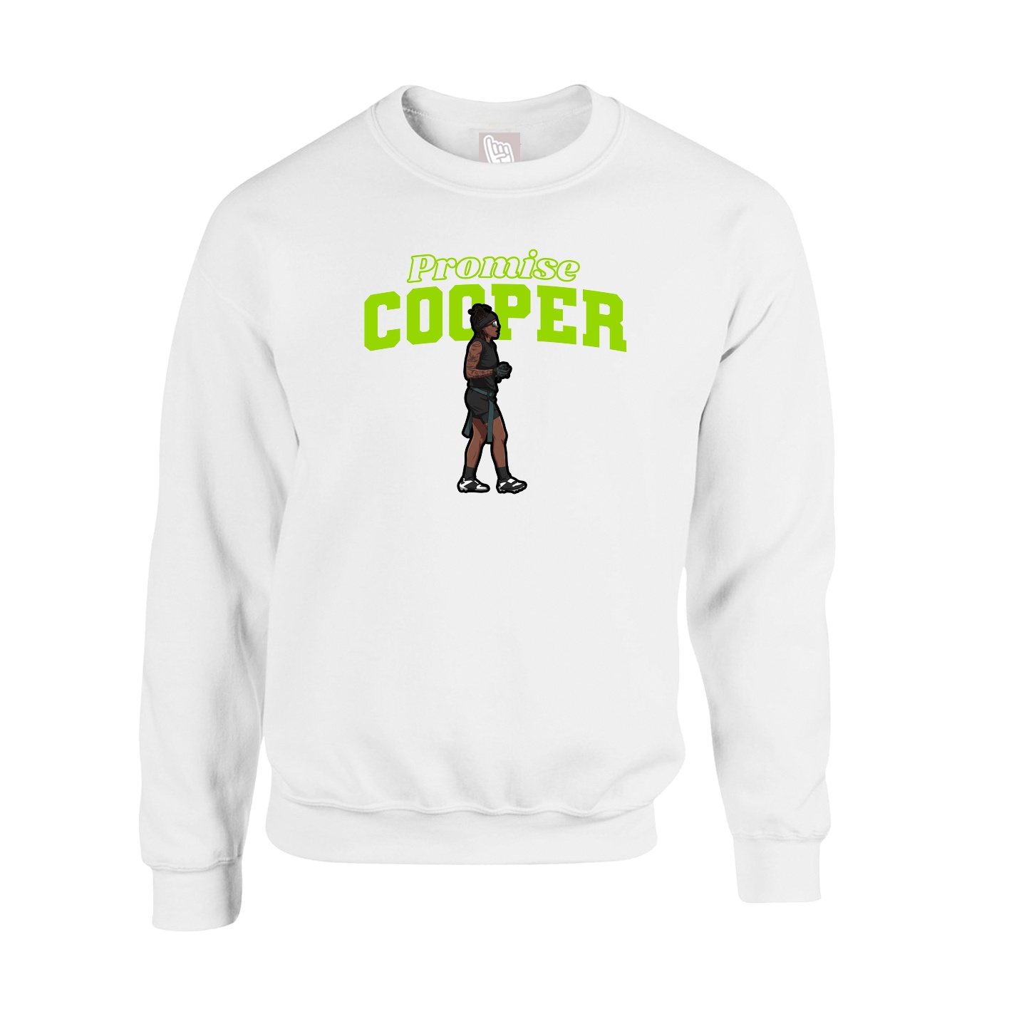 Fleece Crew — Name Arch in White
