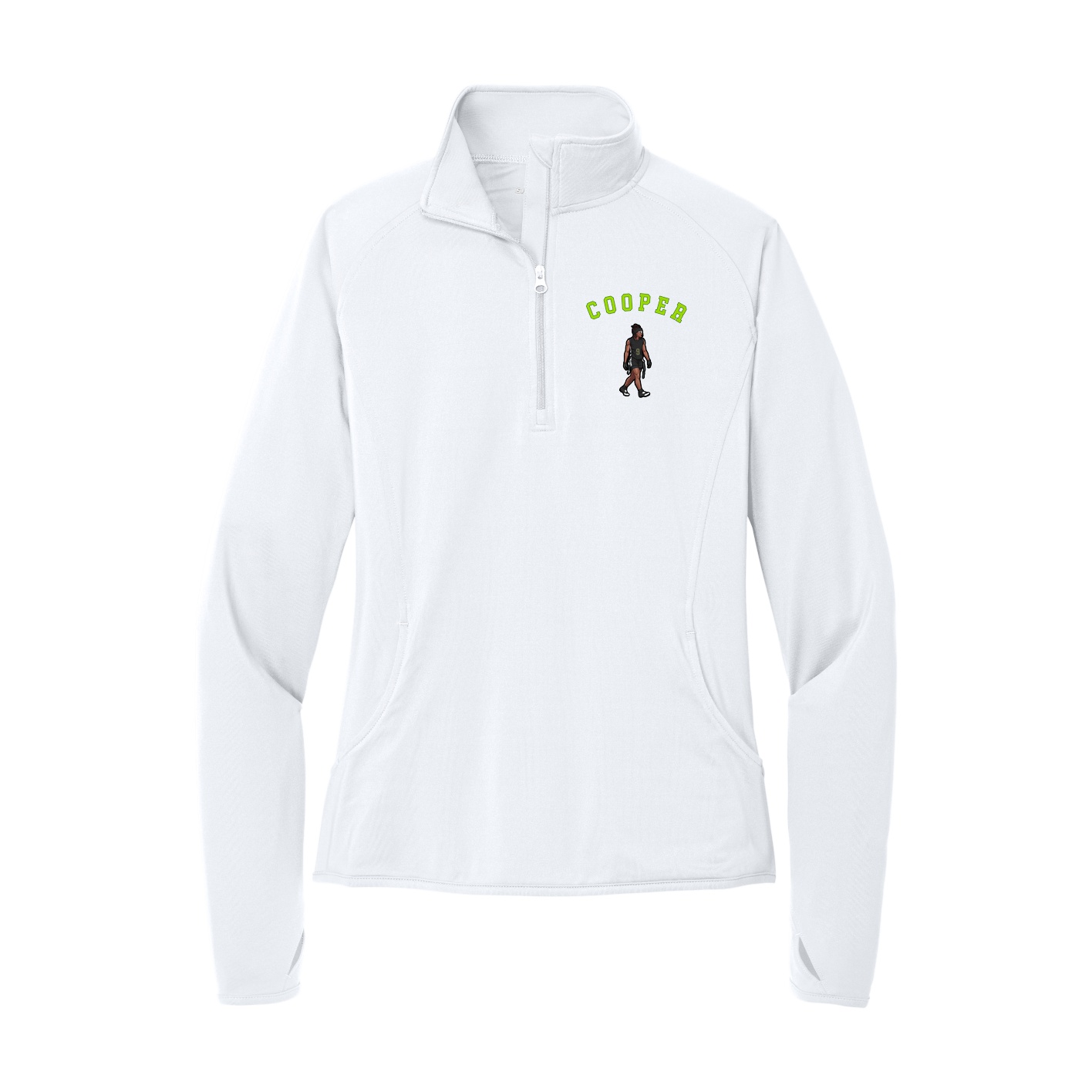 Women's Q-Zip Pullover — Shirsey Arch in White