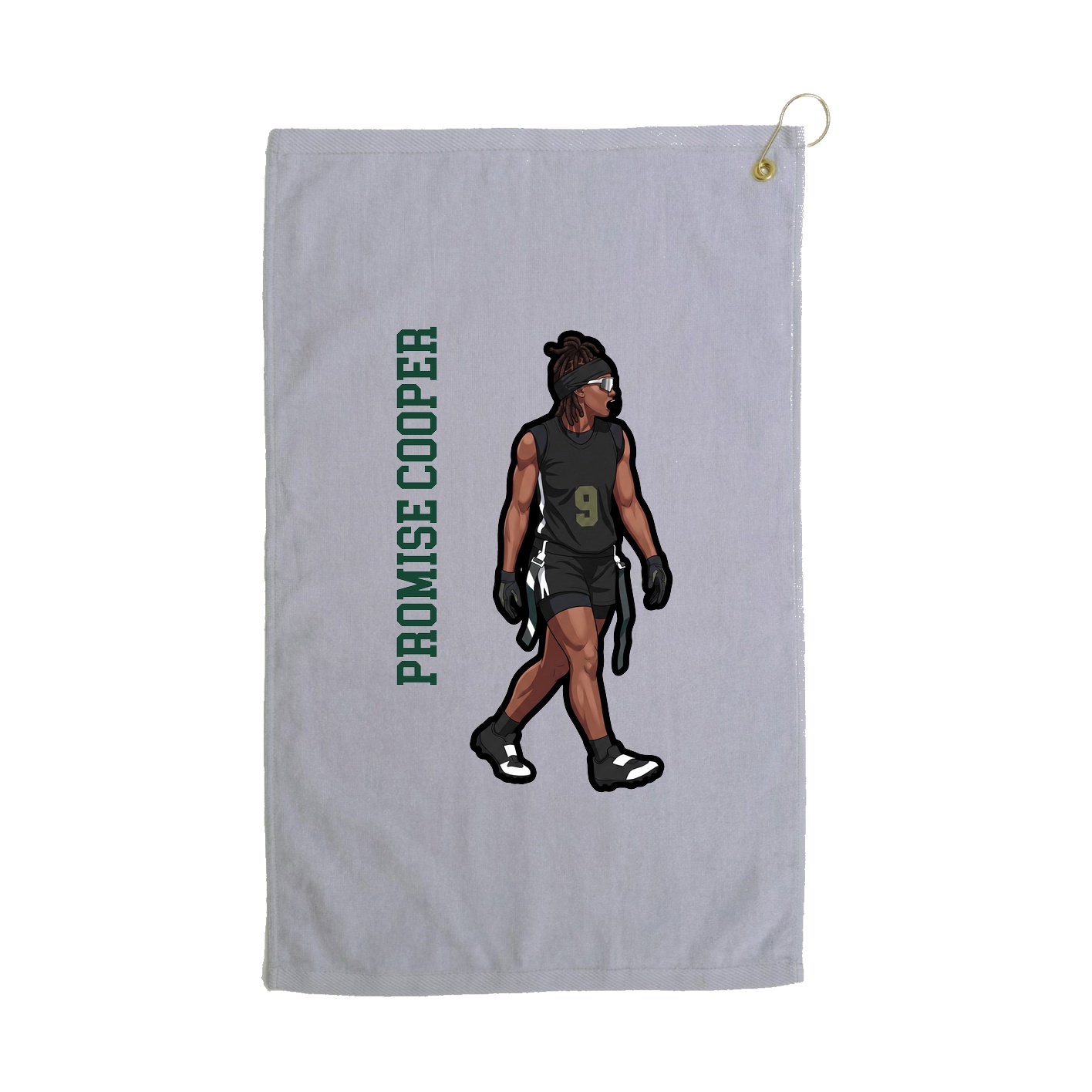 Golf Towel — Name Vertical in Grey