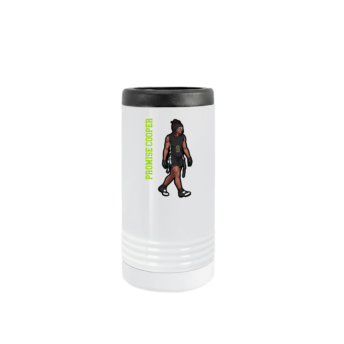 Slim Beverage Holder — Name Vertical in White