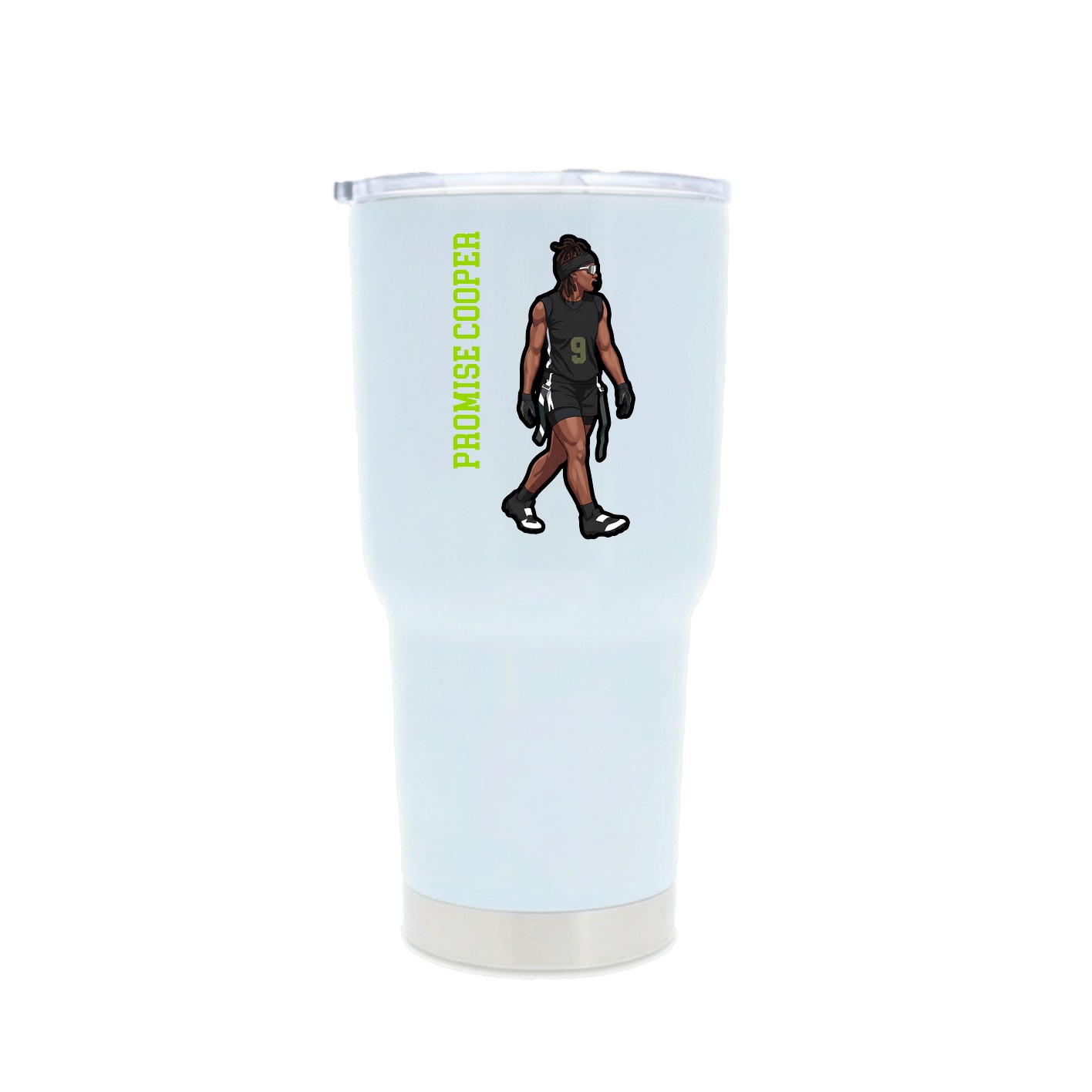 30oz Stainless Steel Tumbler — Name Vertical in White