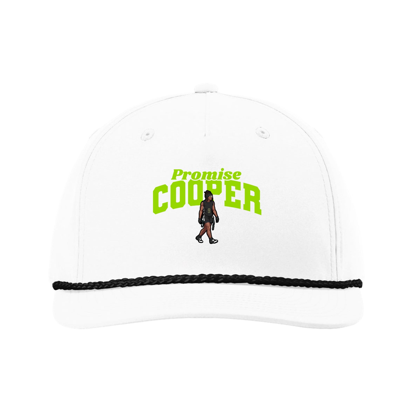 Five-Panel Classic Rope Cap — Signature Arch in White