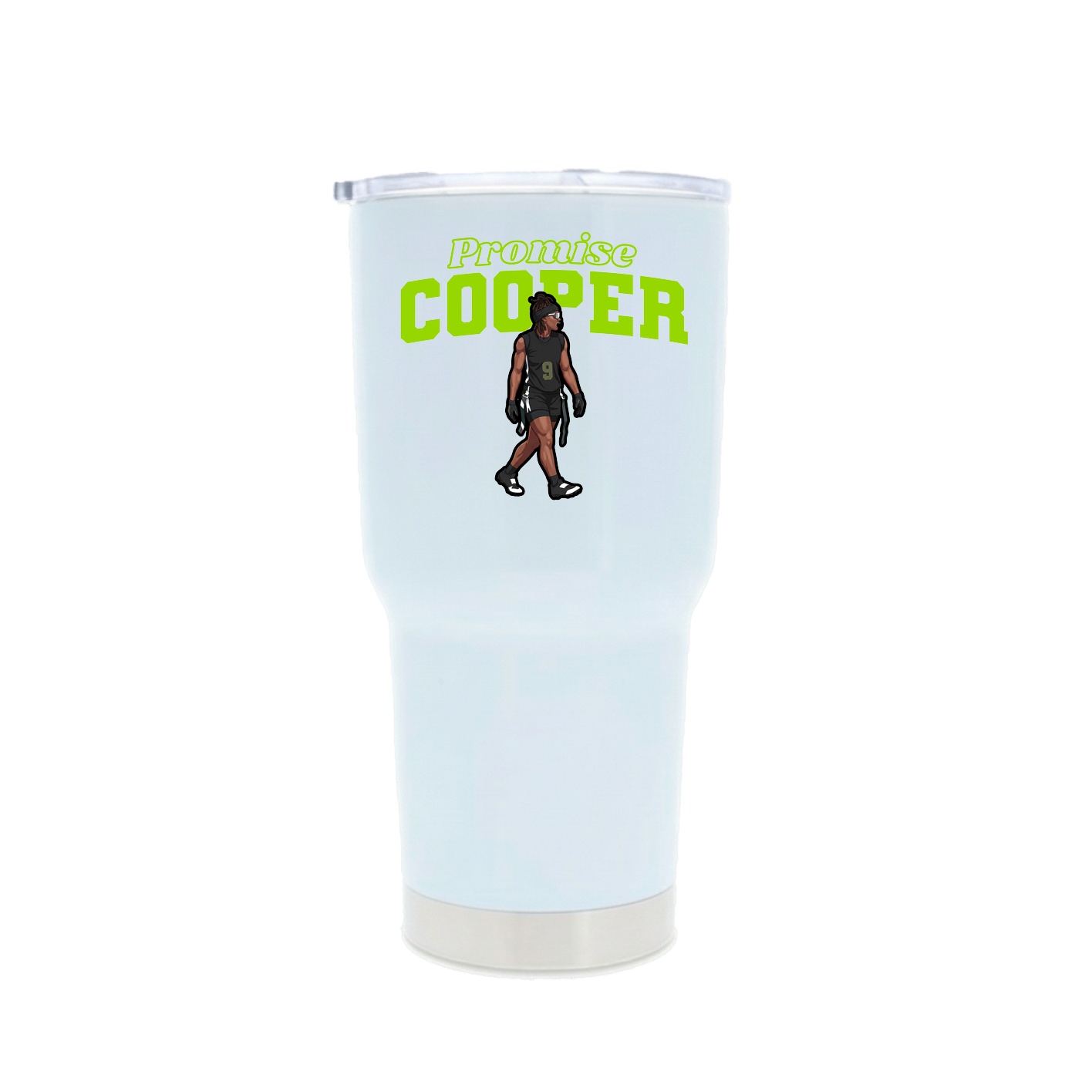 30oz Stainless Steel Tumbler — Name Arch in White