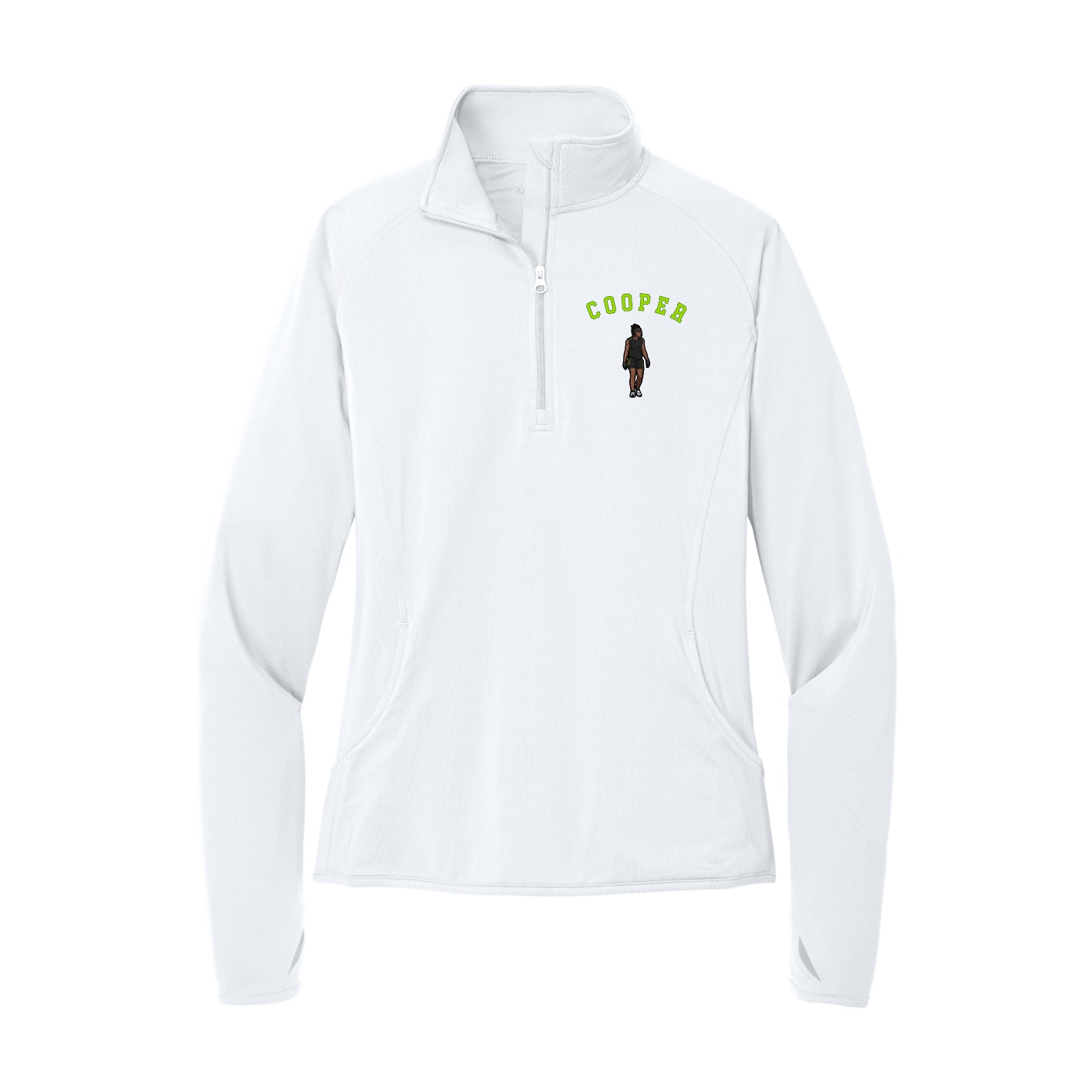 Women's Q-Zip Pullover — Shirsey Arch in White