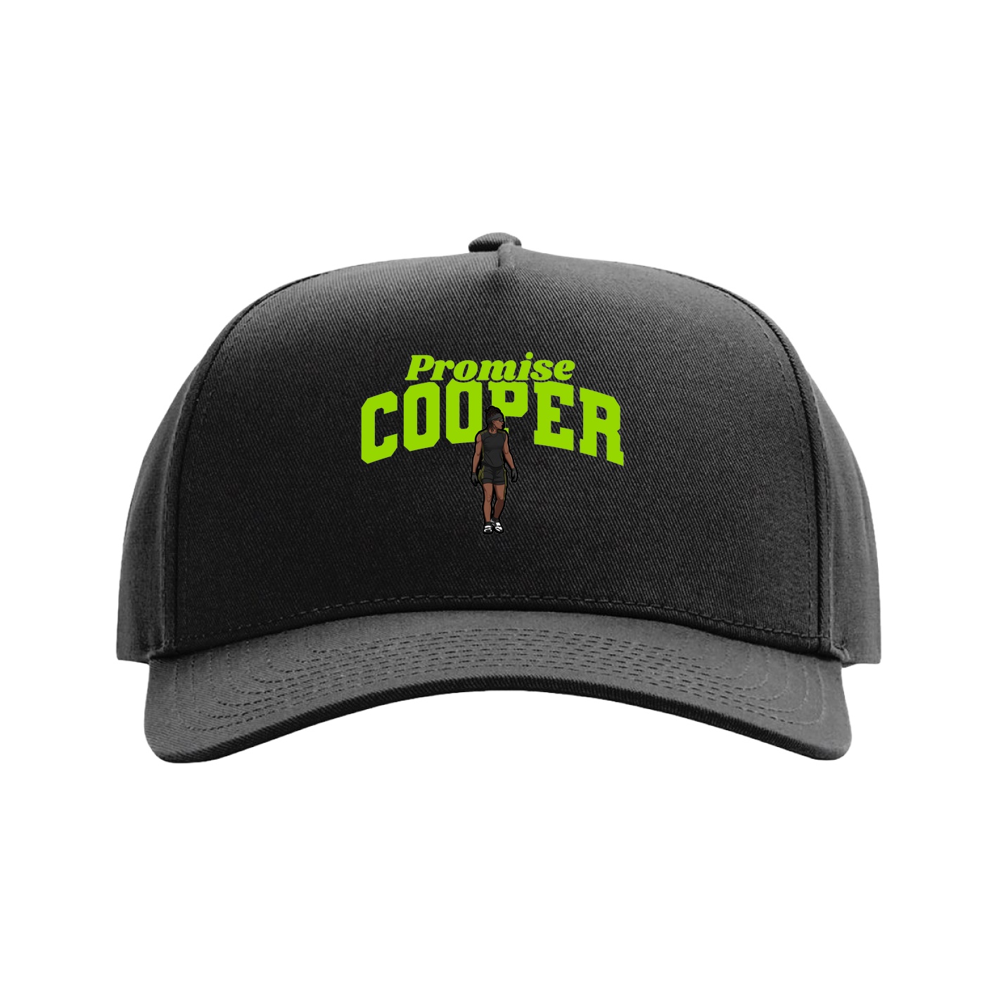Full Fabric Five-Panel Champ Cap — Signature Arch in Black