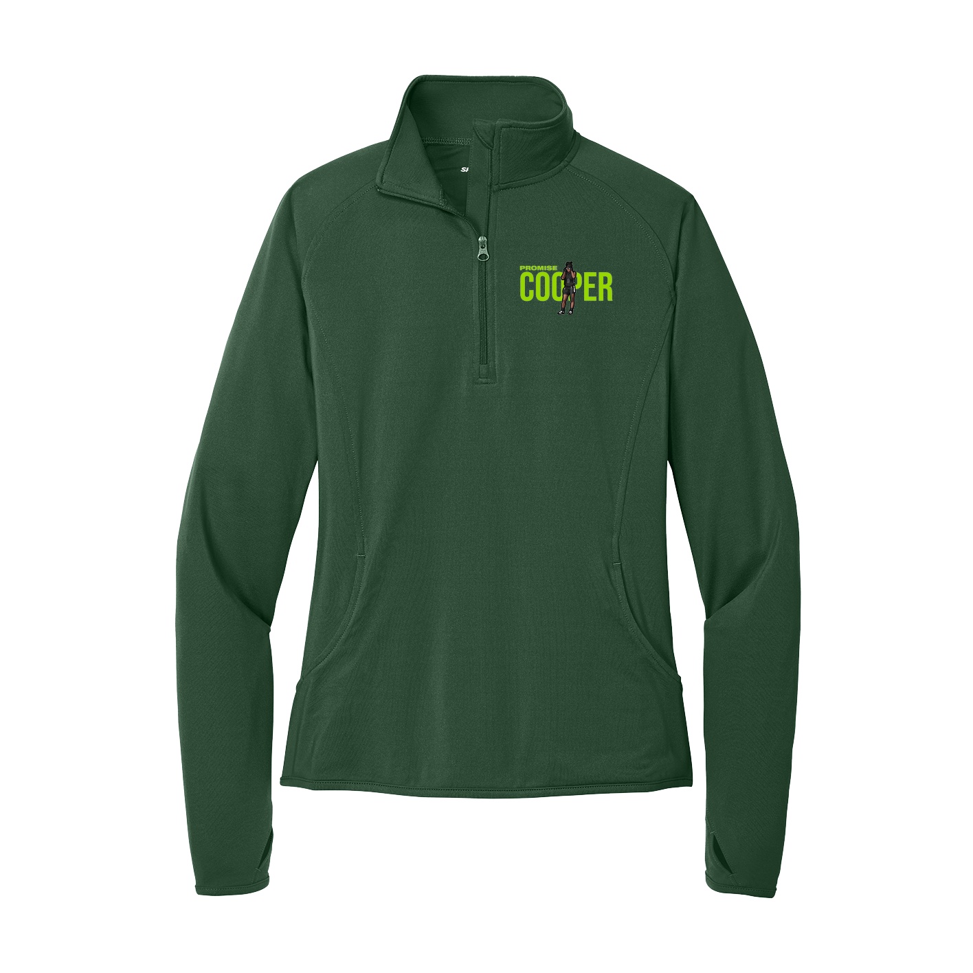 Women's Q-Zip Pullover — Player Name in Green