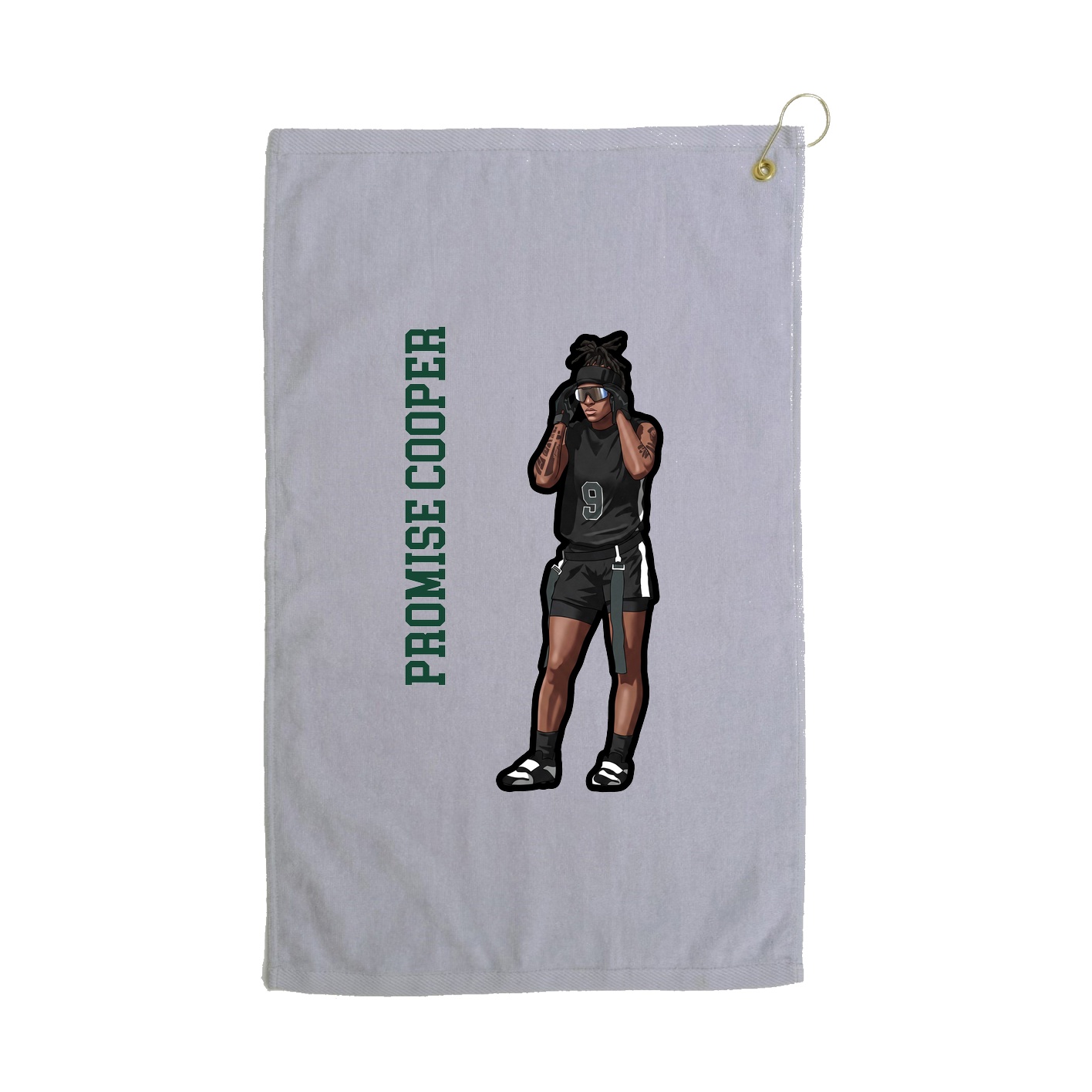 Golf Towel — Name Vertical in Grey