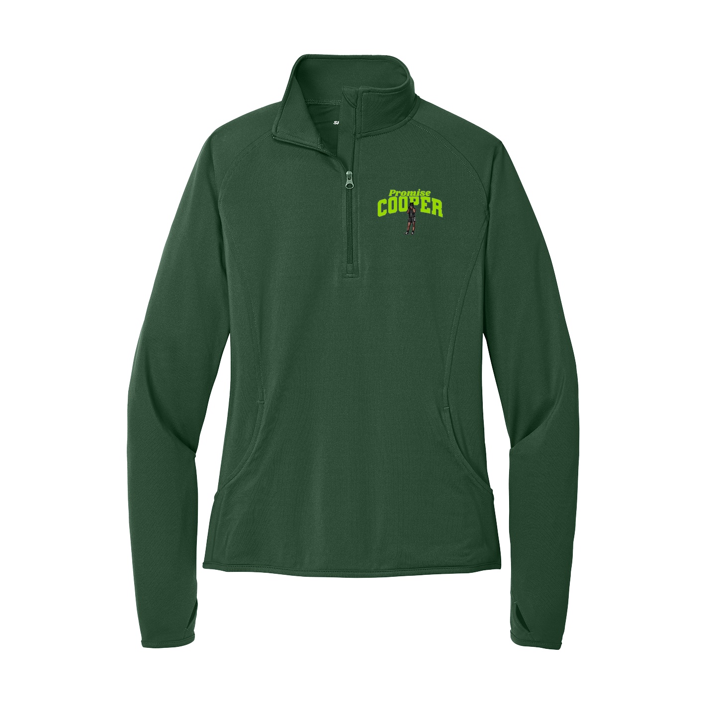 Women's Q-Zip Pullover — Signature Arch in Green