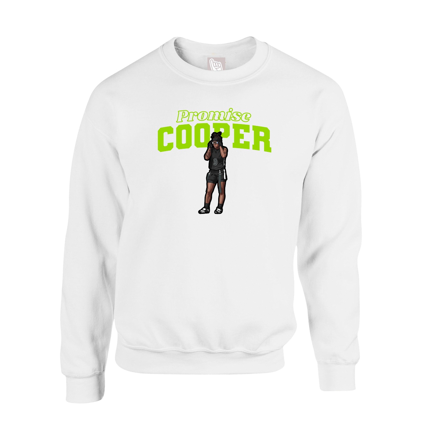 Fleece Crew — Name Arch in White