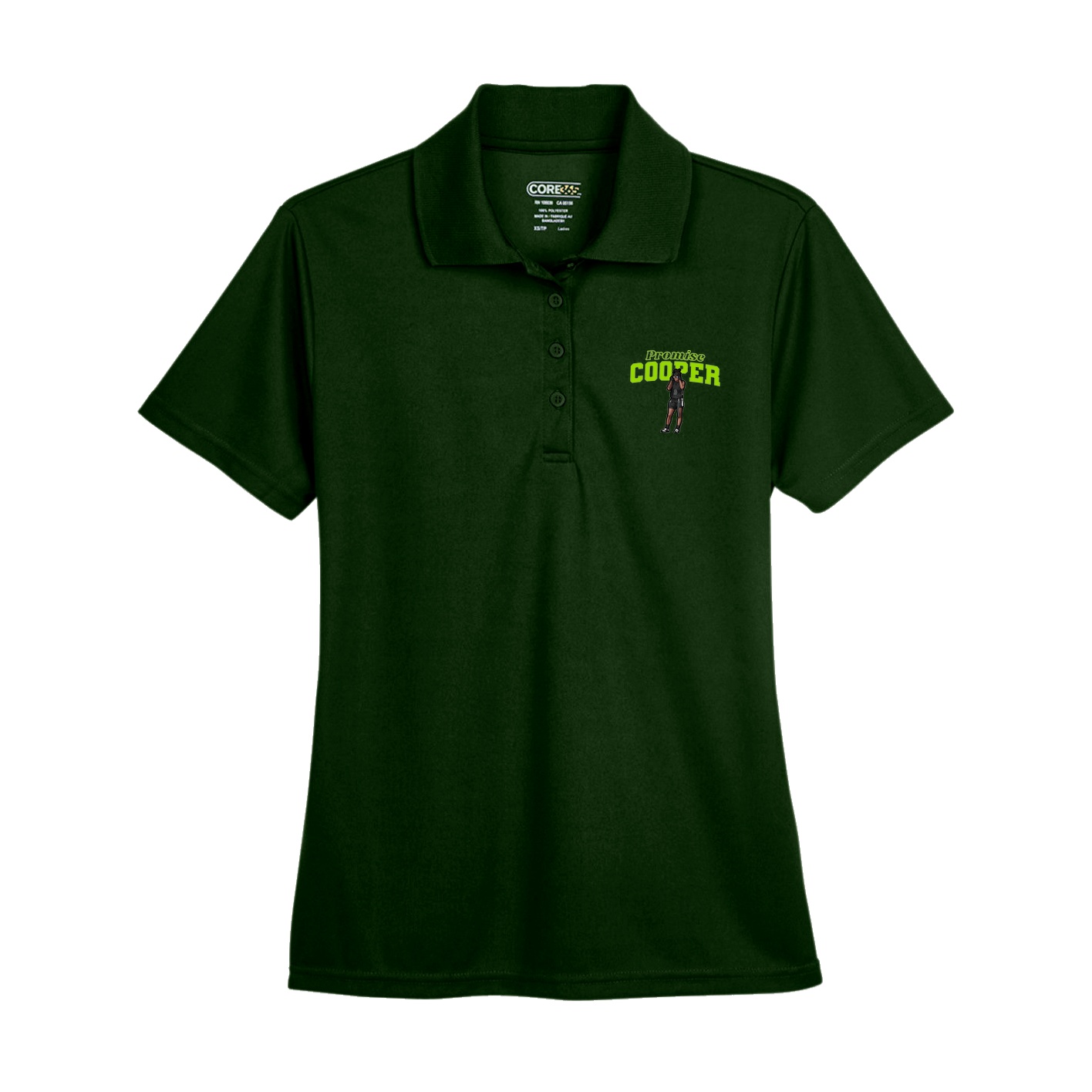 Womens Performance Polo — Name Arch in Green