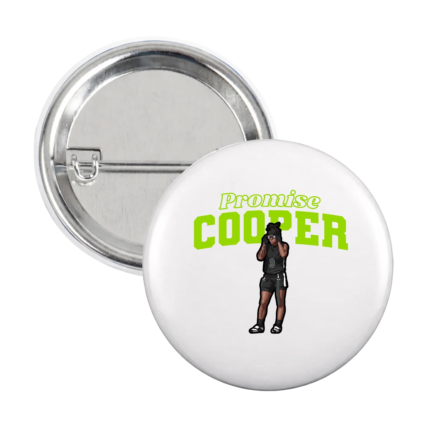 Game Day Button — Name Arch in White