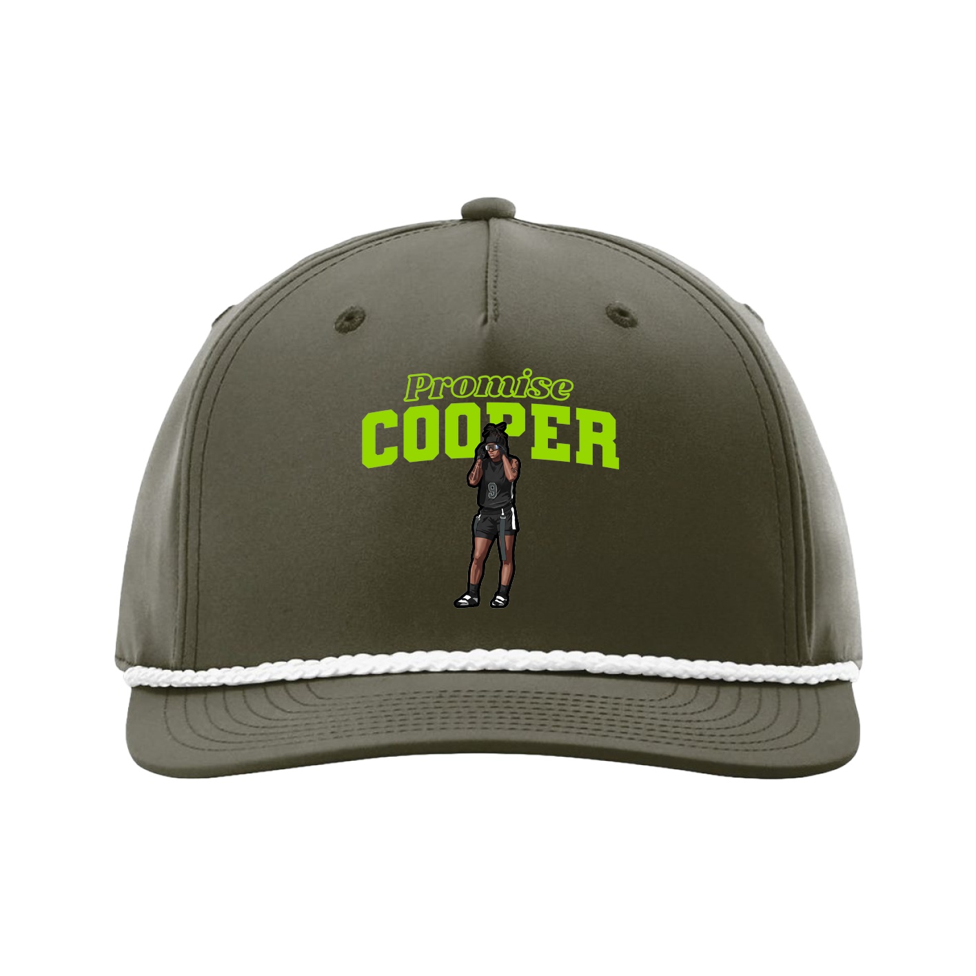 Five-Panel Classic Rope Cap — Name Arch in Green