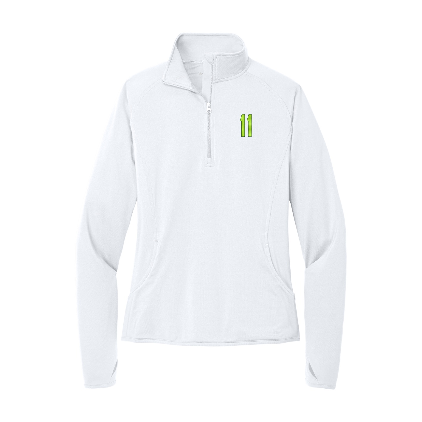 Women's Q-Zip Pullover — Front Shirsy in White