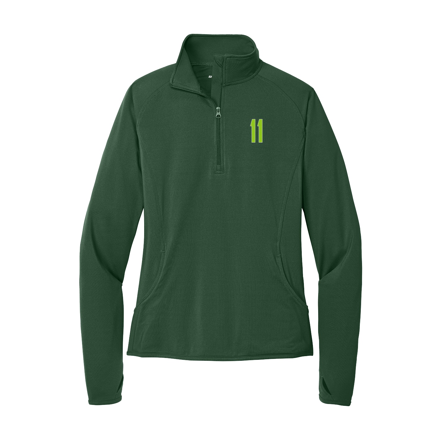 Women's Q-Zip Pullover — Front Shirsy in Green