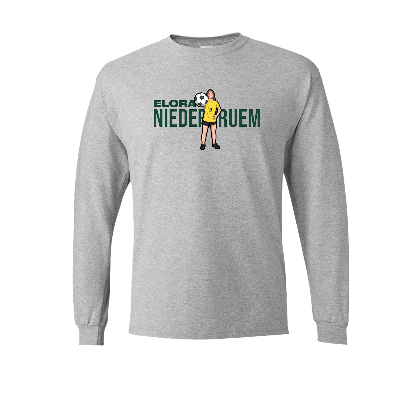 Long Sleeve Tee — Player Name in Grey