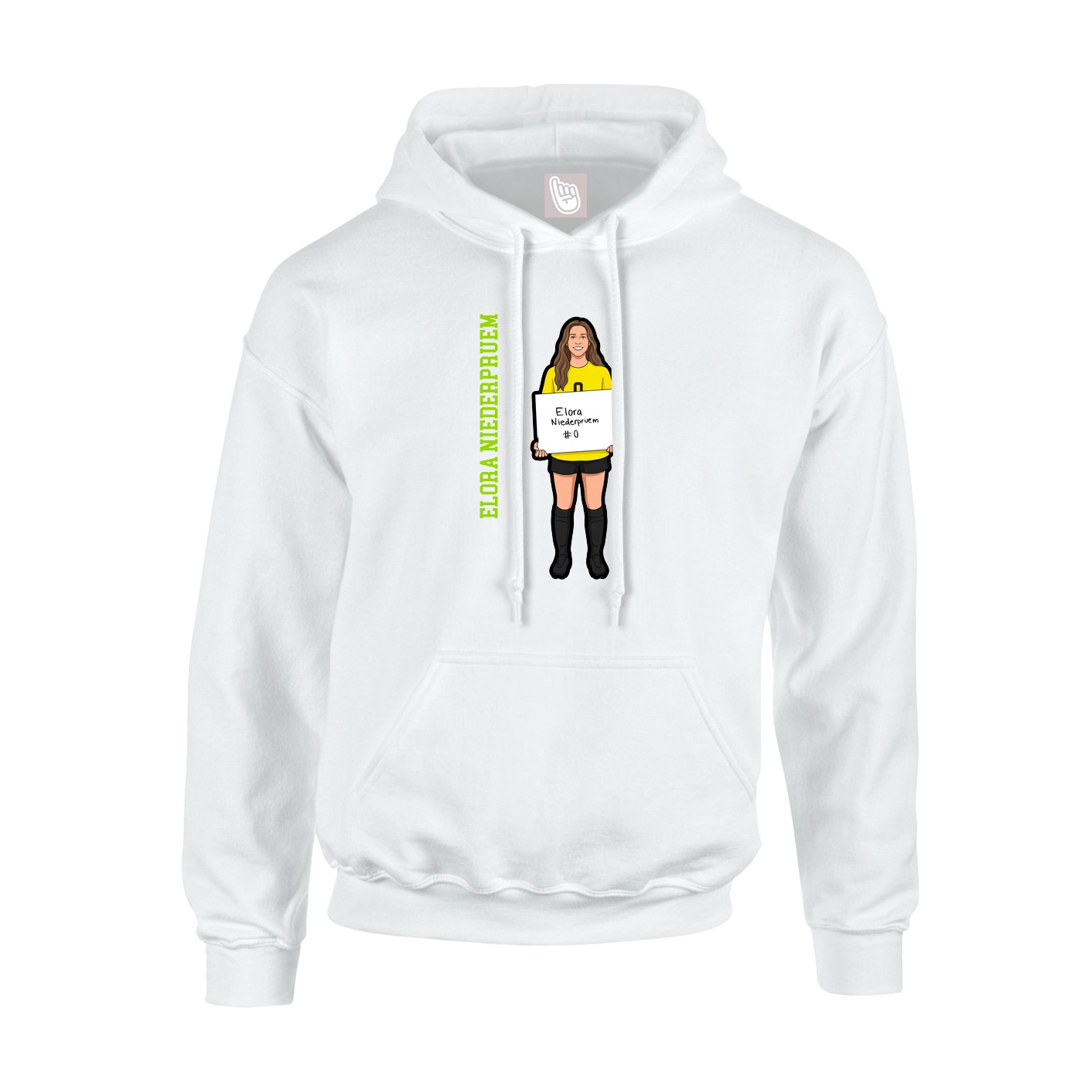 Youth Hoodie — Name Vertical in White