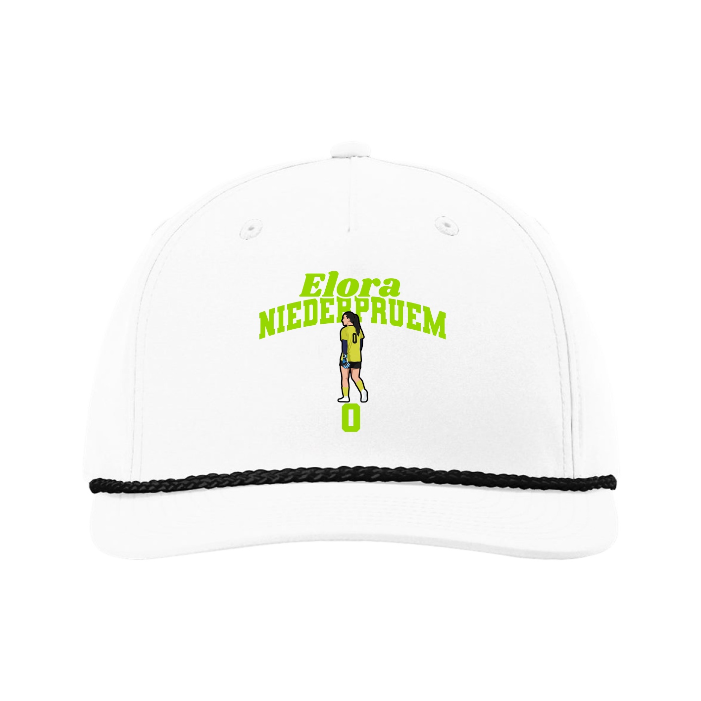 Five-Panel Classic Rope Cap — Signature Arch in White