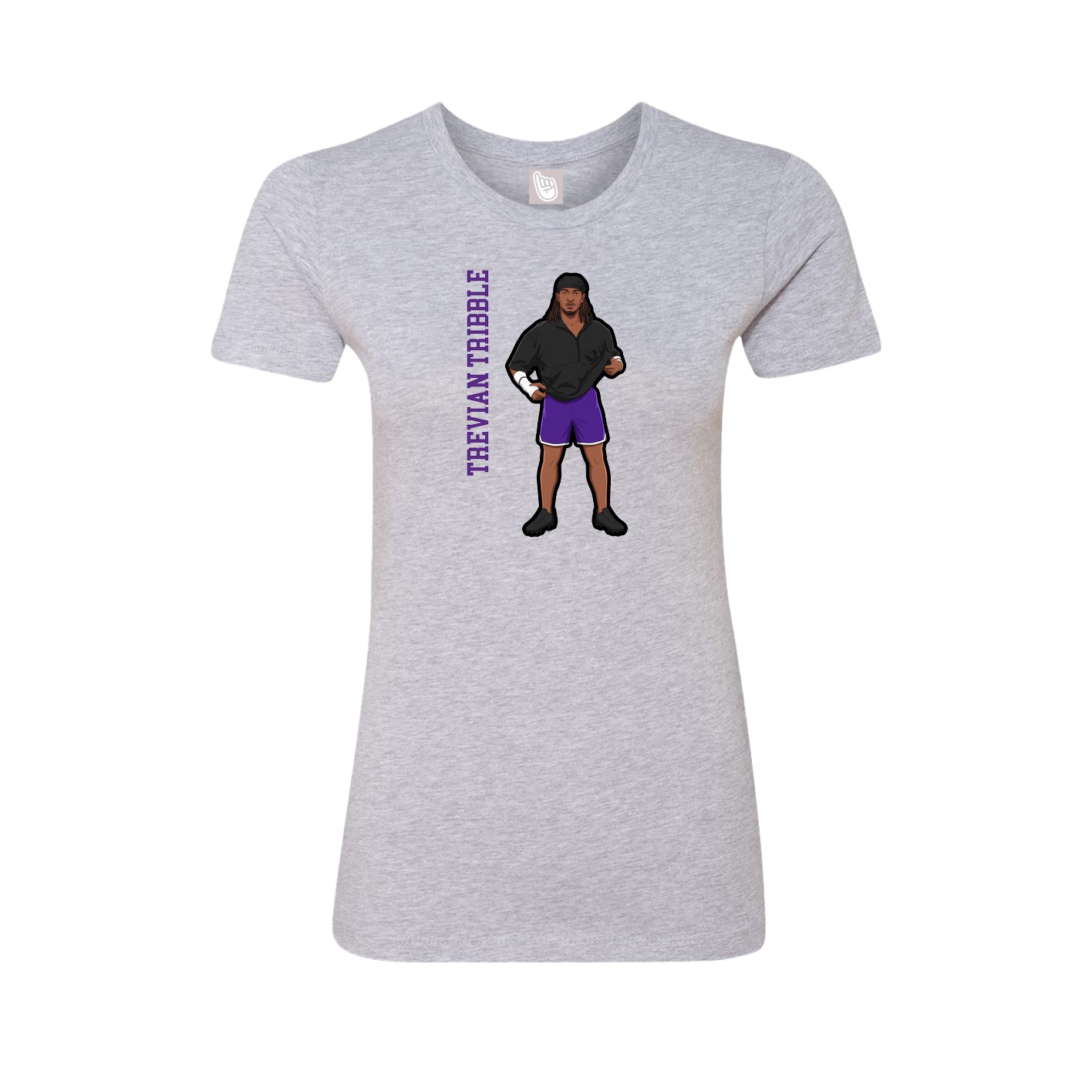 Fitted Women's Tee — Name Vertical in Grey