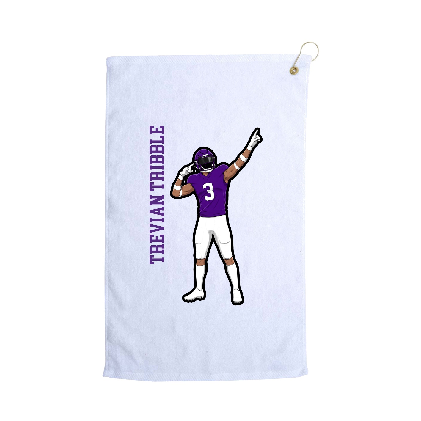 Golf Towel — Name Vertical in White