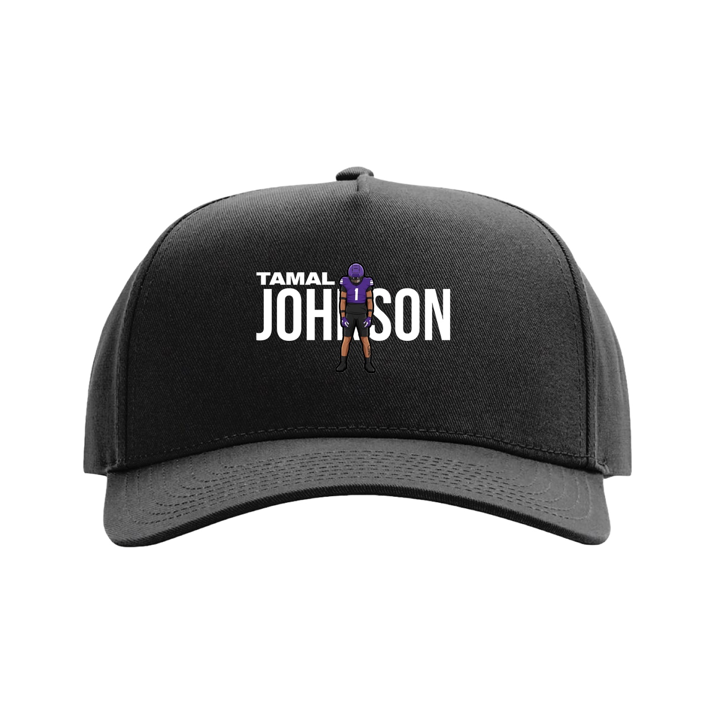 Full Fabric Five-Panel Champ Cap — Player Name in Black