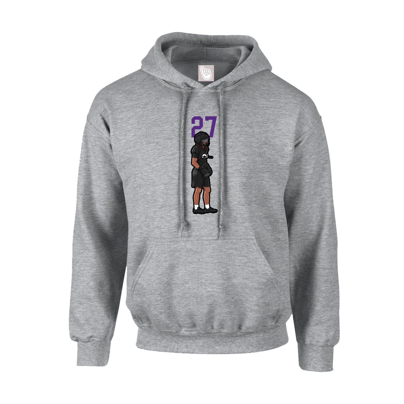 Youth Hoodie — Number Top in Grey