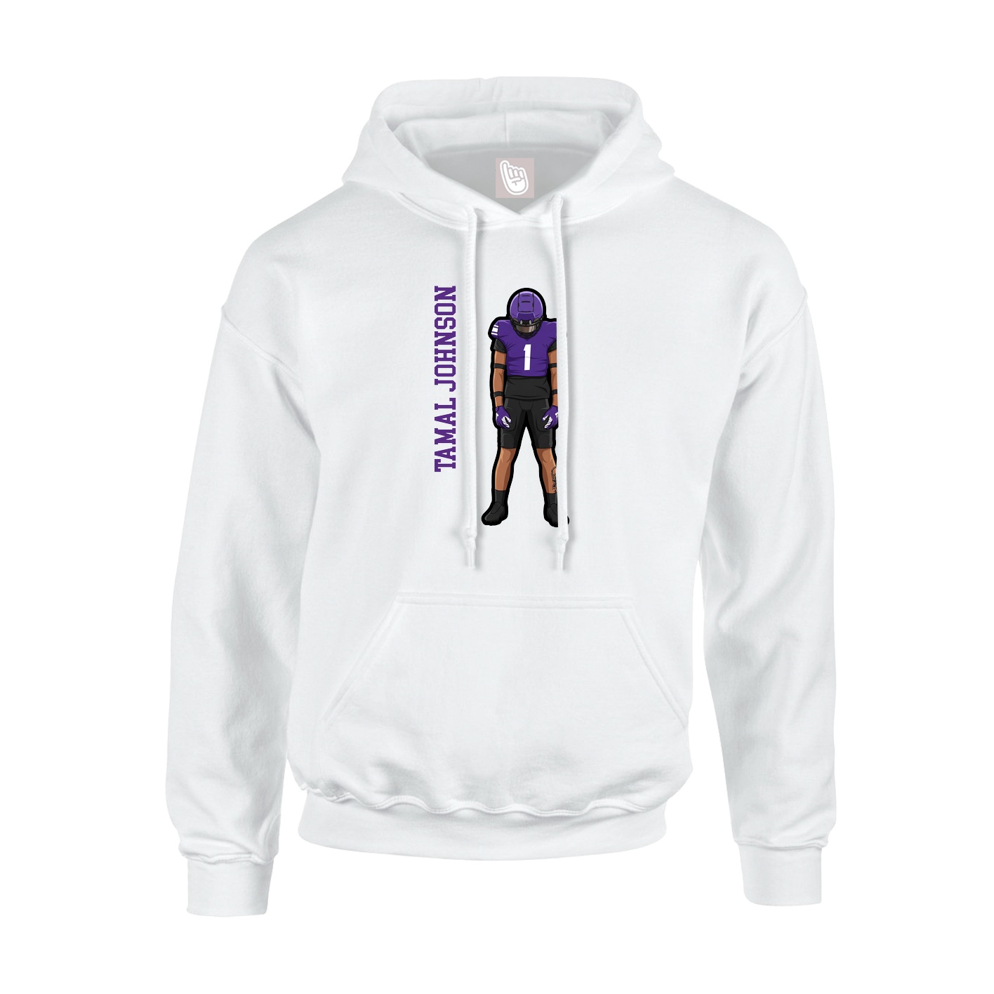 Youth Hoodie — Name Vertical in White