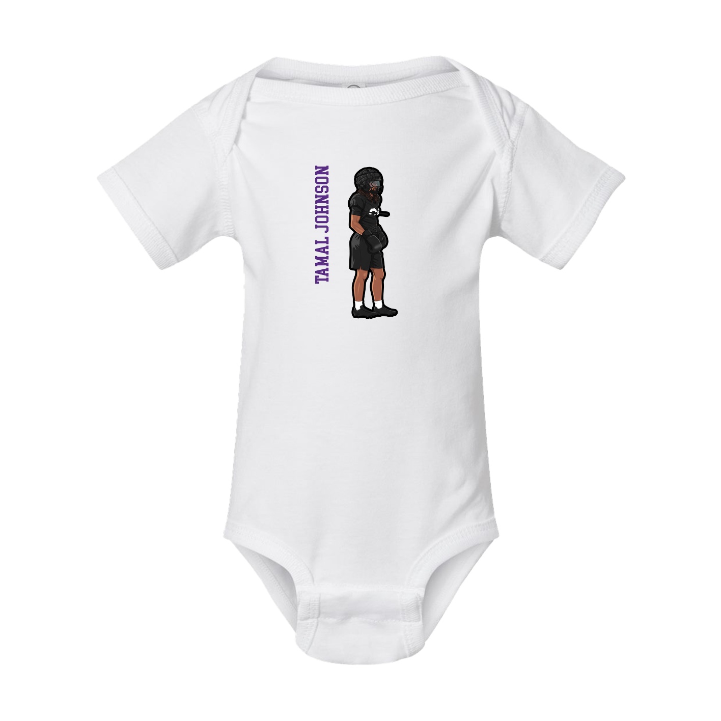 Baby Onesie — Name Vertical in White