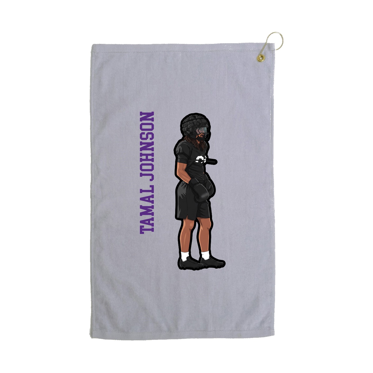 Golf Towel — Name Vertical in Grey