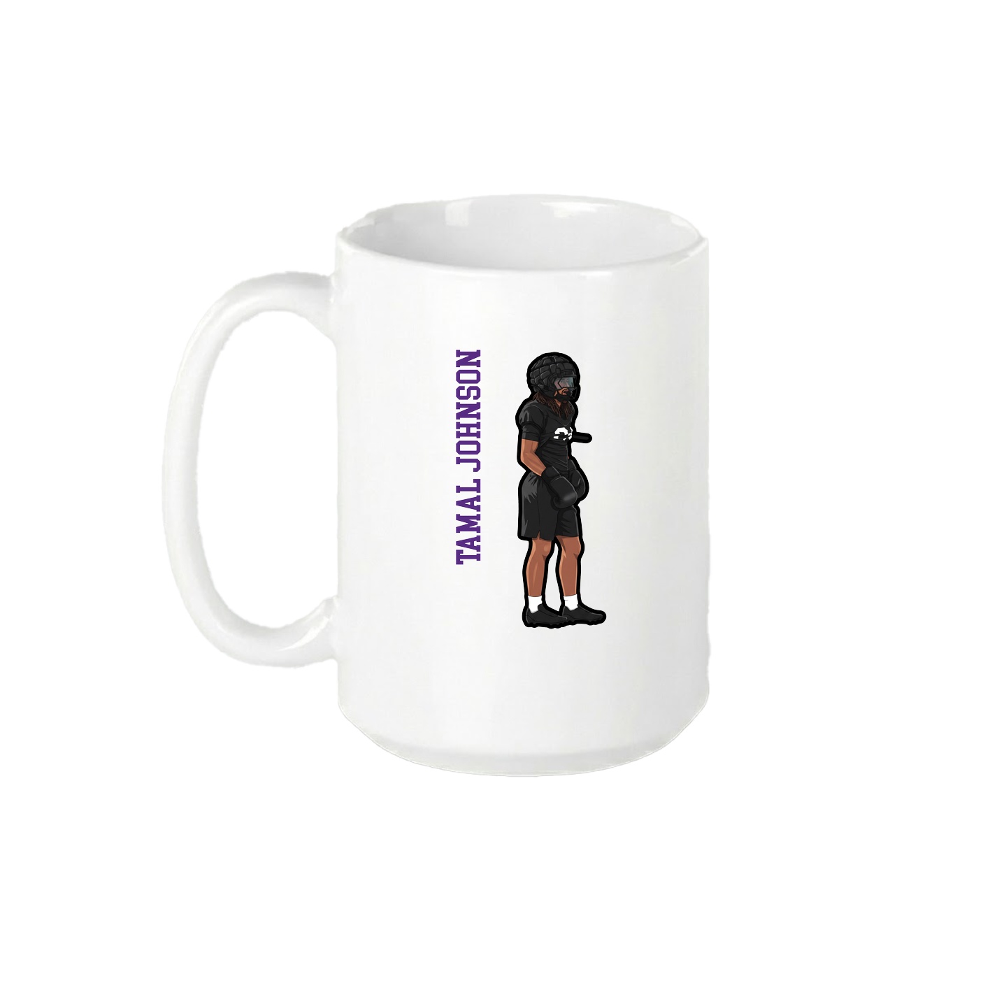 15oz Coffee Mug — Name Vertical in White