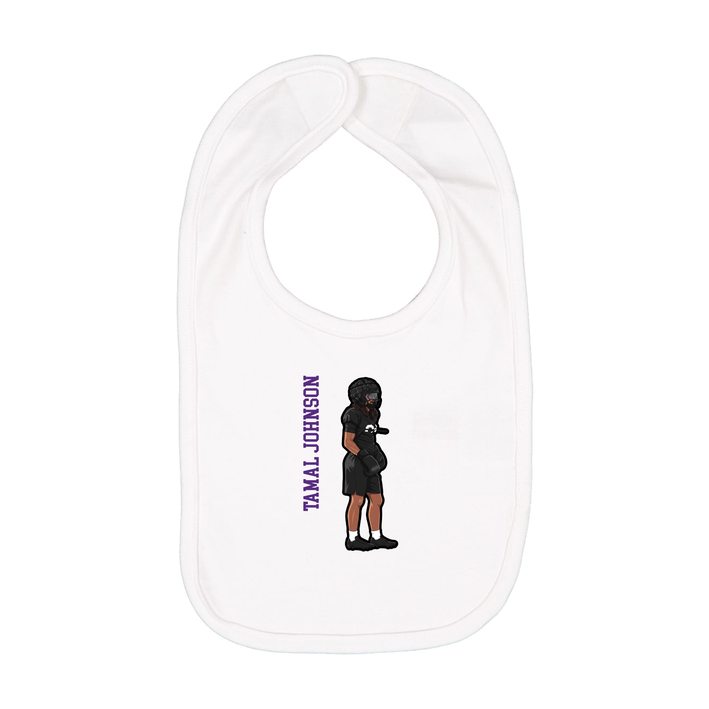 Infant Bib — Name Vertical in White
