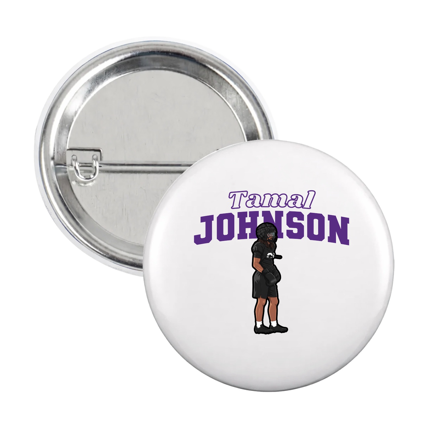 Game Day Button — Name Arch in White