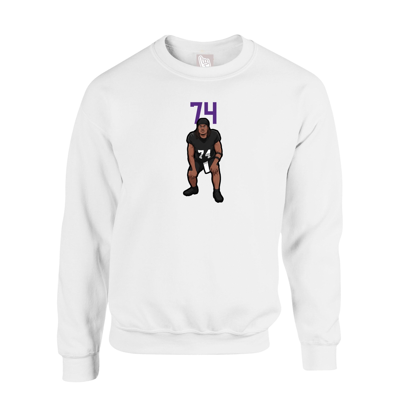 Fleece Crew — Number Top in White