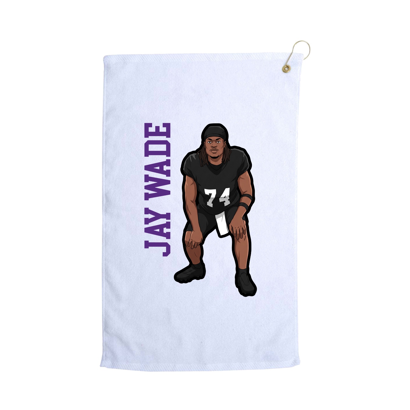 Golf Towel — Name Vertical in White